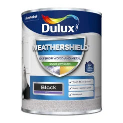 Dulux Weathershield Exterior Quick Dry Satin Paint Black - 750ml -Paint And Wallpaper Shop 12804064 1794840916036922