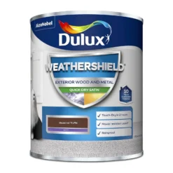 Dulux Weathershield Exterior Satin Paint Hazelnut Truffle - 750ml -Paint And Wallpaper Shop 12804252 1384832962477074