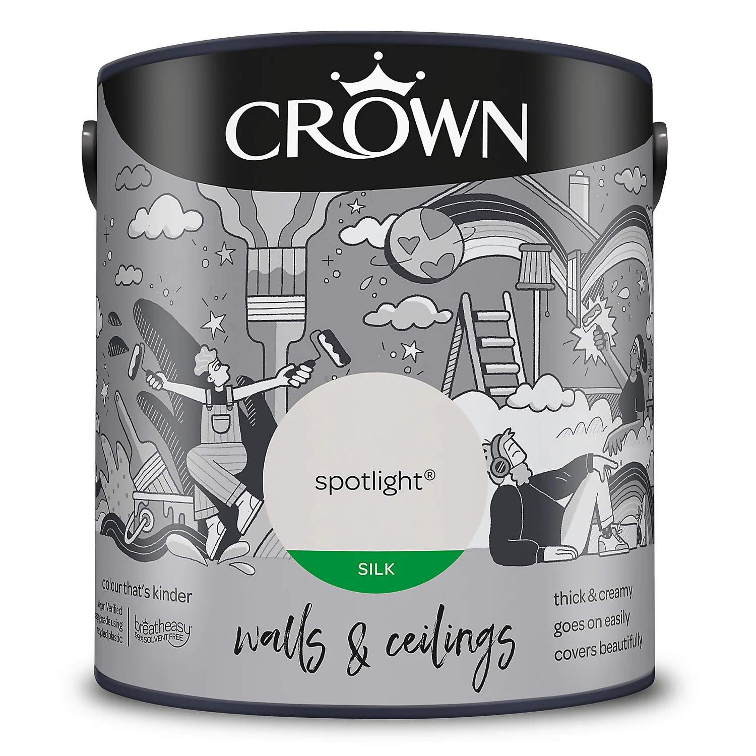 Crown Walls & Ceilings Silk Emulsion Paint Spotlight - 2.5L 11 Crown Walls & Ceilings Silk Emulsion Paint Spotlight - 2.5L - Image 9