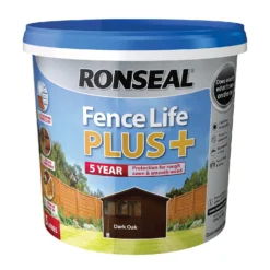 Ronseal Fence Life Plus Paint Dark Oak - 5L -Paint And Wallpaper Shop 12804532 1024942086796863