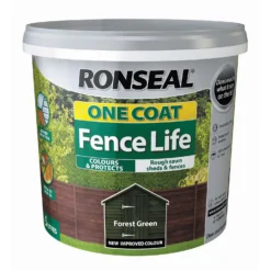 Ronseal One Coat Fence Life Paint Forest Green - 5L -Paint And Wallpaper Shop 12804806 1674942086688356