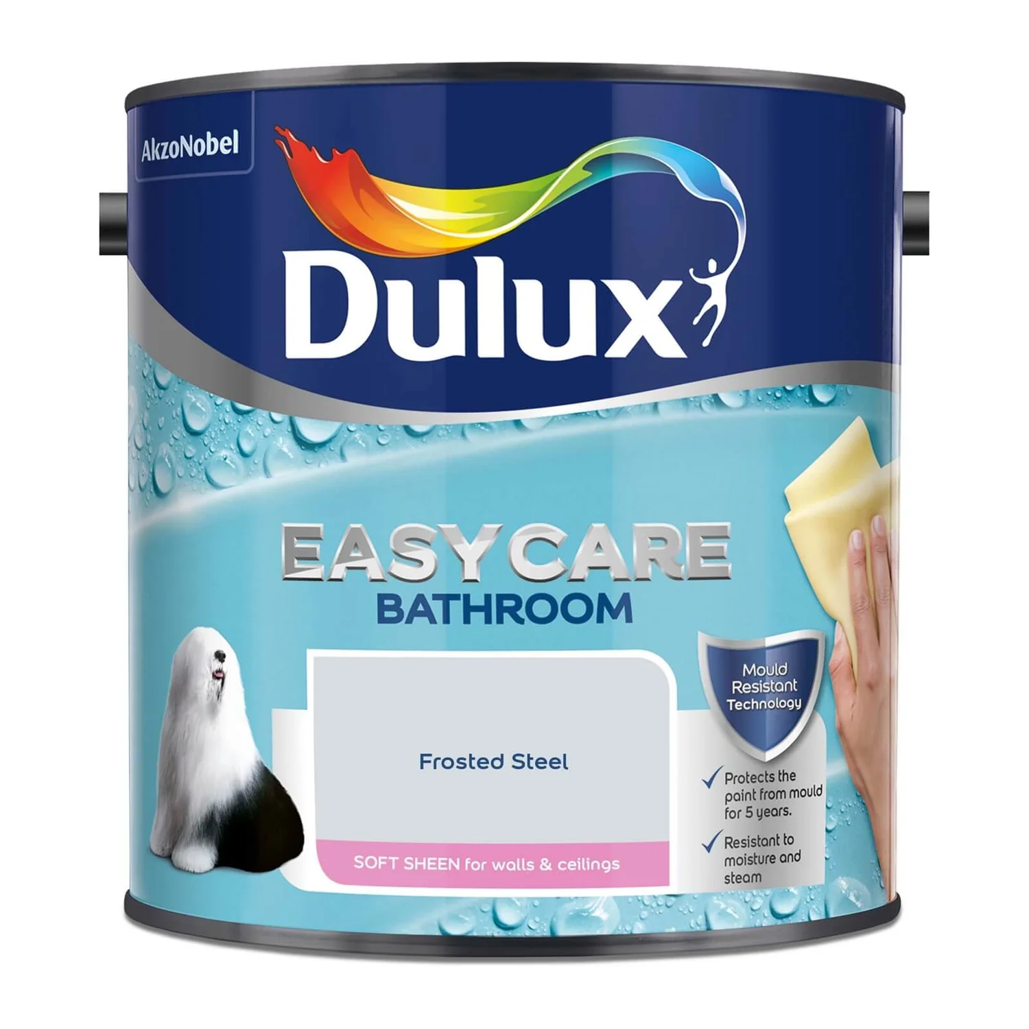Dulux Easycare Bathroom Frosted Steel - Soft Sheen Paint - 2.5L 6 Dulux Easycare Bathroom Frosted Steel - Soft Sheen Paint - 2.5L - Image 4