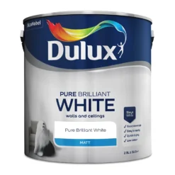 Dulux Matt Emulsion Paint Pure Brilliant White - 2.5L -Paint And Wallpaper Shop 12806233 1984833219945477