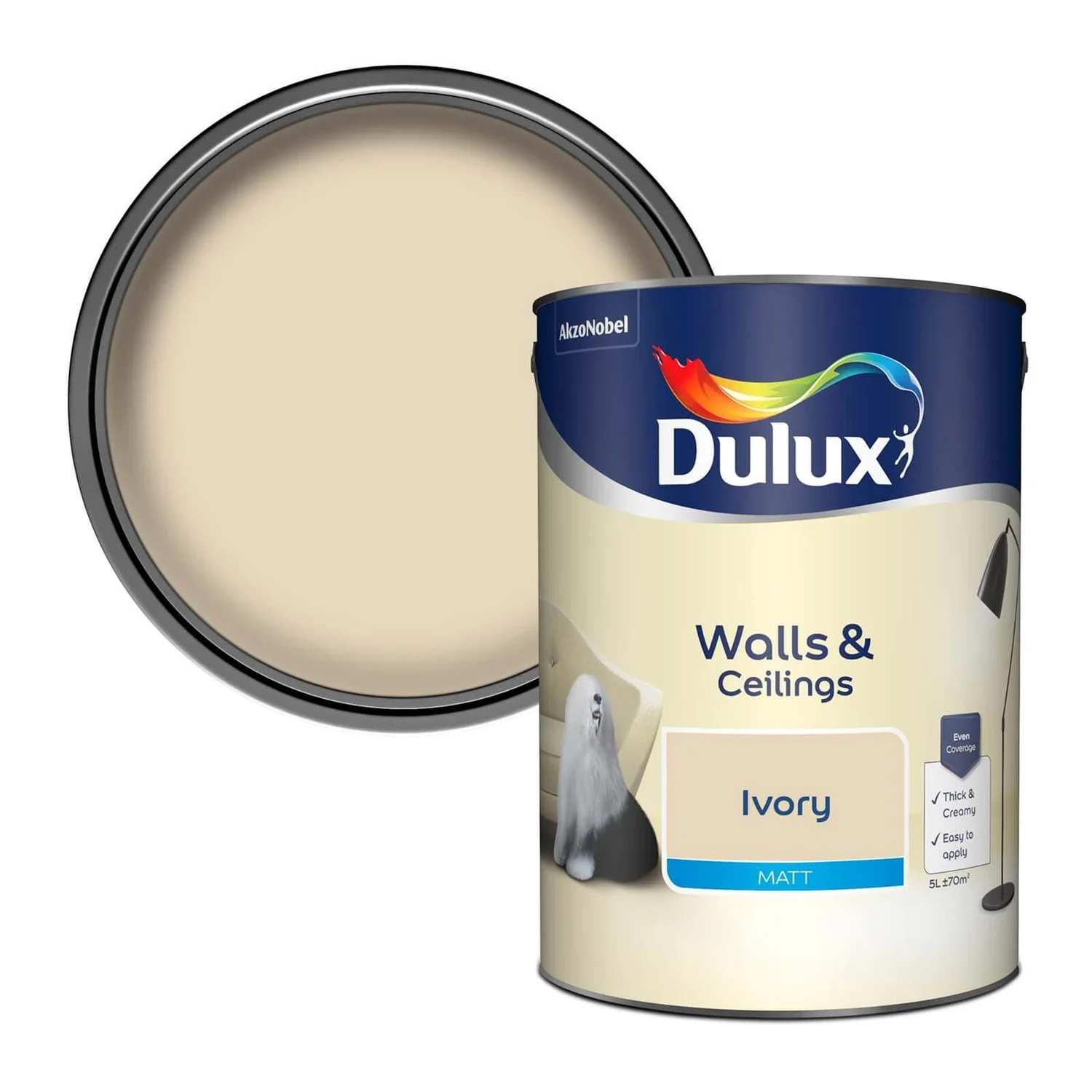 Dulux Matt Emulsion Paint Ivory - 5L 3 Dulux Matt Emulsion Paint Ivory - 5L