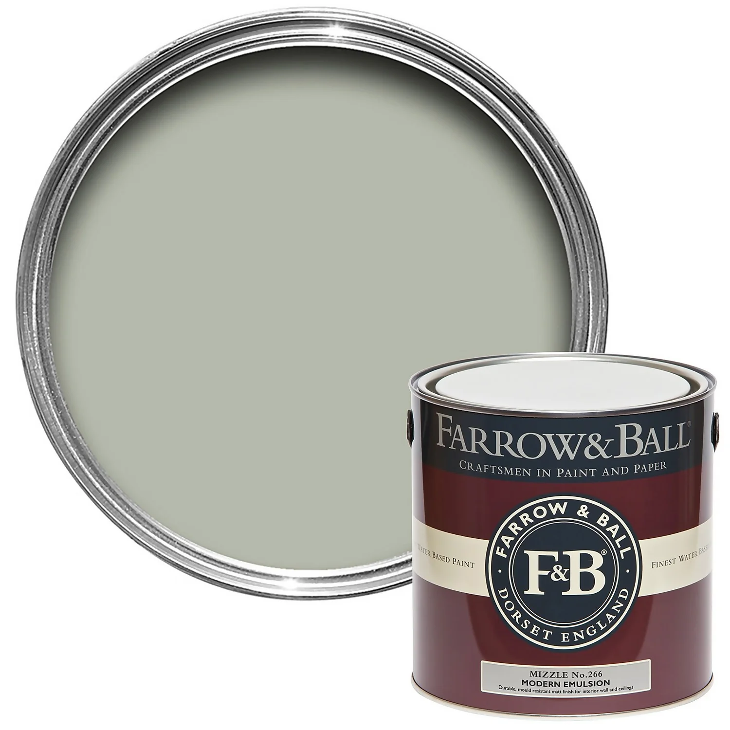 Farrow & Ball Modern Matt Emulsion Paint Mizzle - 2.5L 3 Farrow & Ball Modern Matt Emulsion Paint Mizzle - 2.5L