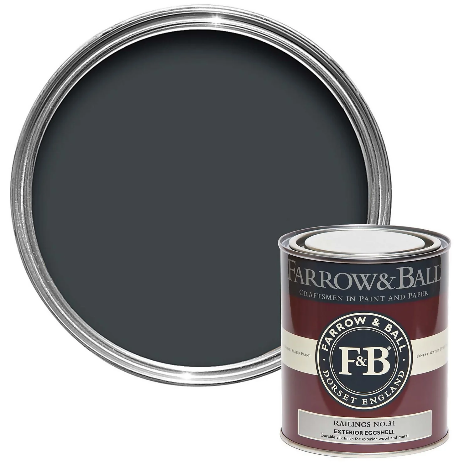 Farrow & Ball Exterior Eggshell Paint Railings - 750ml 3 Farrow & Ball Exterior Eggshell Paint Railings - 750ml