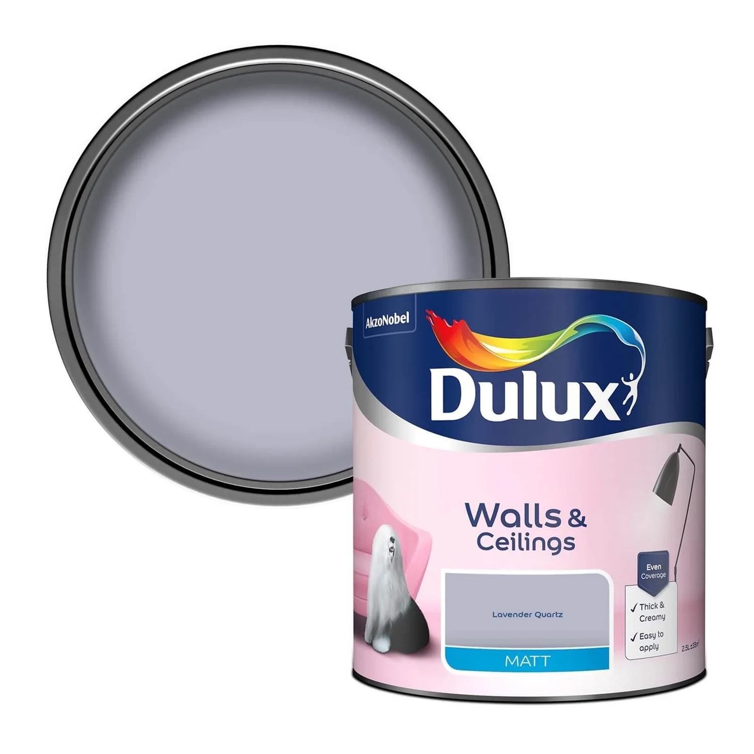 Dulux Matt Emulsion Paint Lavender Quartz - 2.5L 3 Dulux Matt Emulsion Paint Lavender Quartz - 2.5L