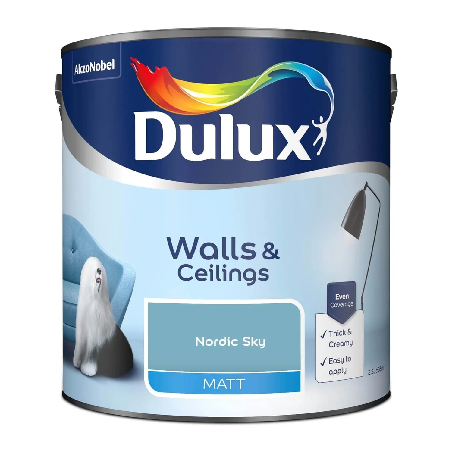 Dulux Matt Emulsion Paint Nordic Sky - 2.5L 6 Dulux Matt Emulsion Paint Nordic Sky - 2.5L - Image 4