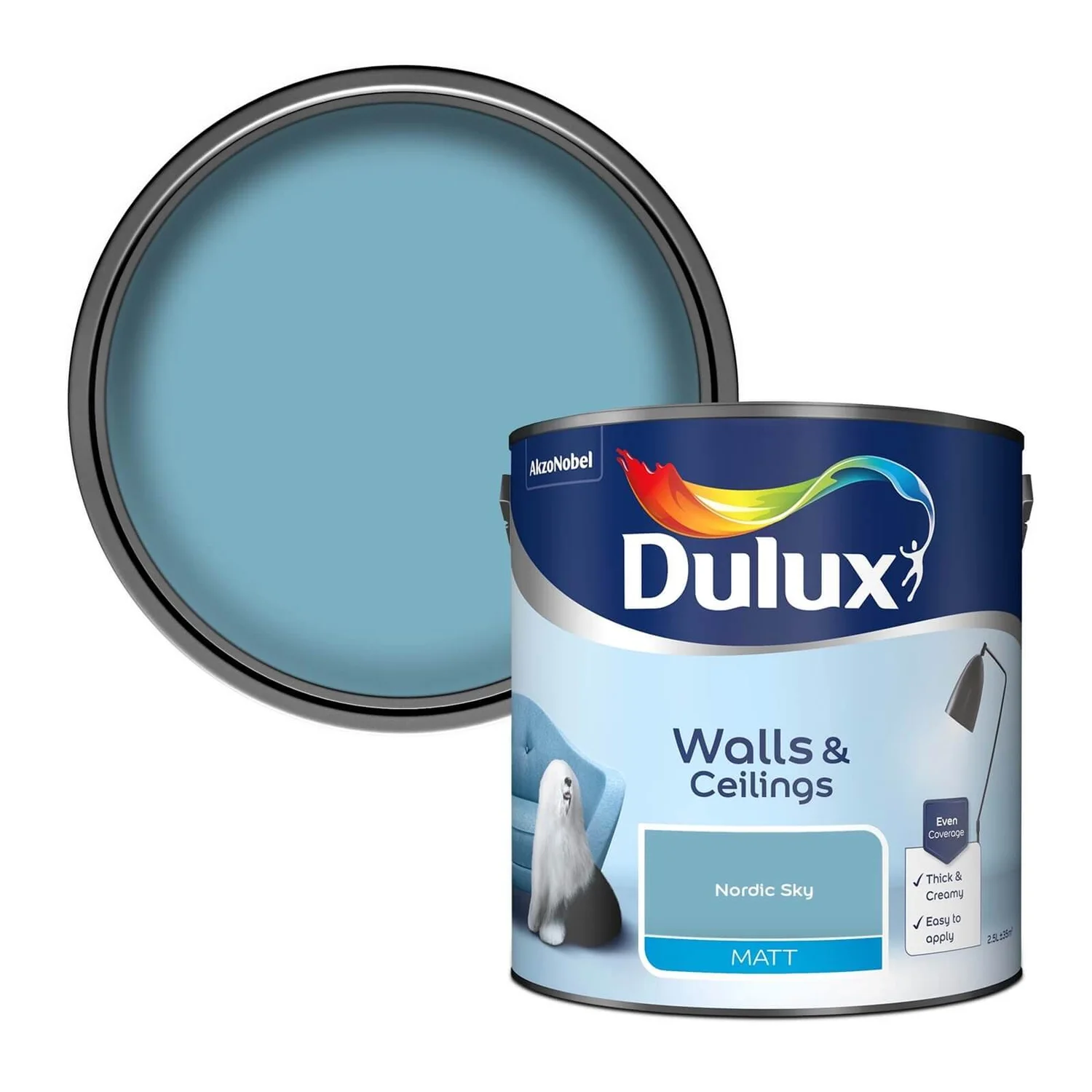 Dulux Matt Emulsion Paint Nordic Sky - 2.5L 3 Dulux Matt Emulsion Paint Nordic Sky - 2.5L