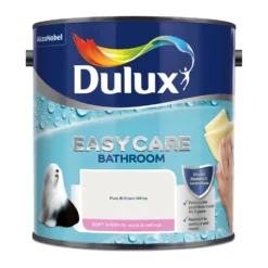 Dulux Easycare Bathroom Pure Brilliant White - Soft Sheen Paint - 2.5L -Paint And Wallpaper Shop 12809258 2034832985034035