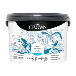 Crown Walls & Ceilings Matt Emulsion Paint Pure Brilliant White - 10L -Paint And Wallpaper Shop 12809373 1485001928269417