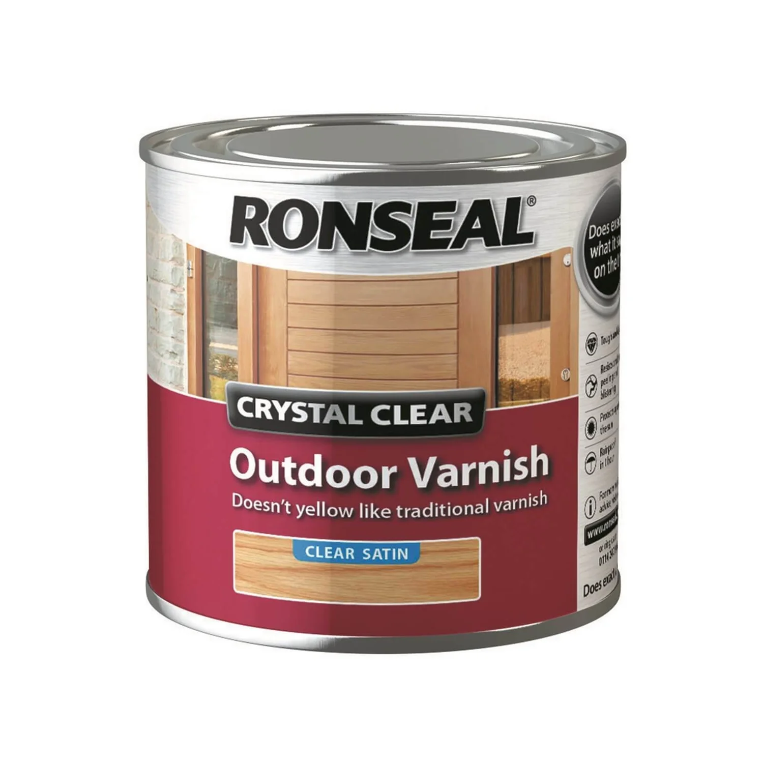 Ronseal Crystal Clear Outdoor Varnish Satin - 250ml 3 Ronseal Crystal Clear Outdoor Varnish Satin - 250ml