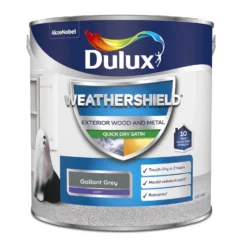 Dulux Weathershield Exterior Quick Dry Satin Paint Gallant Grey - 2.5L -Paint And Wallpaper Shop 12809483 2044832975334003