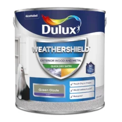 Dulux Weathershield Exterior Quick Dry Satin Paint Green Glade - 2.5L -Paint And Wallpaper Shop 12809485 1964832975894610