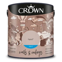 Crown Walls & Ceilings Matt Emulsion Paint Hare - 2.5L -Paint And Wallpaper Shop 12809667 2694969531341927