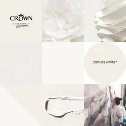 Crown Walls & Ceilings Matt Emulsion Paint Canvas White - 2.5L -Paint And Wallpaper Shop 12809693 1104969826012244