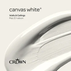 Crown Walls & Ceilings Matt Emulsion Paint Canvas White - 2.5L -Paint And Wallpaper Shop 12809693 3764969826044302