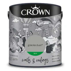 Crown Walls & Ceilings Silk Emulsion Paint Granite Dust - 2.5L -Paint And Wallpaper Shop 12809705 4274966163673834
