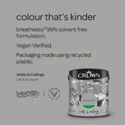 Crown Walls & Ceilings Silk Emulsion Paint Granite Dust - 2.5L -Paint And Wallpaper Shop 12809705 6014966163389665