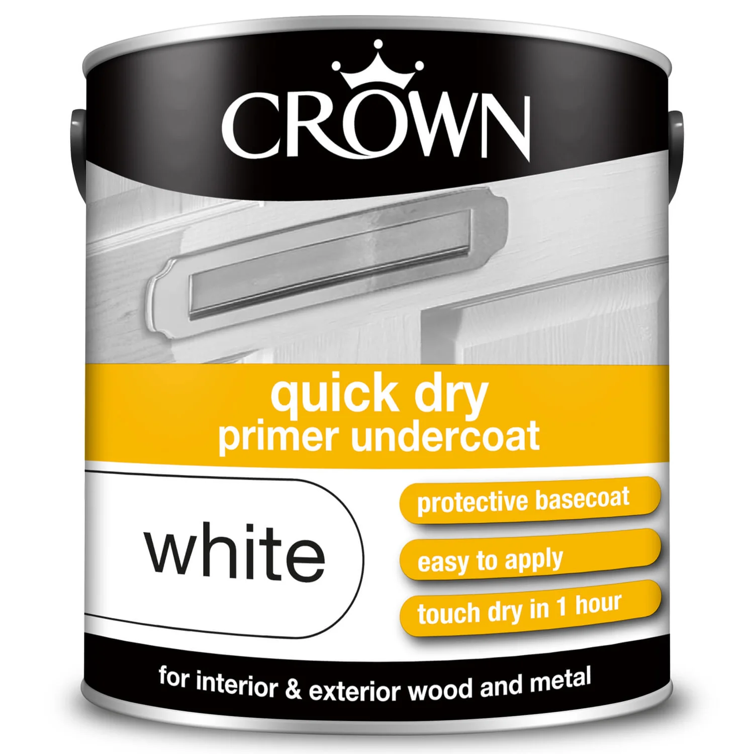 Crown Quick Drying Undercoat Pure Brilliant White Paint - 2.5L 3 Crown Quick Drying Undercoat Pure Brilliant White Paint - 2.5L