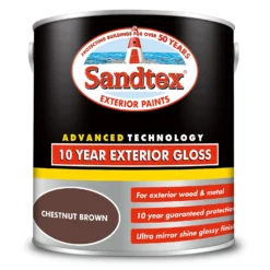 Sandtex® Exterior 10 Year Gloss Paint Chestnut Brown - 2.5L -Paint And Wallpaper Shop 12809793 1794871561383194