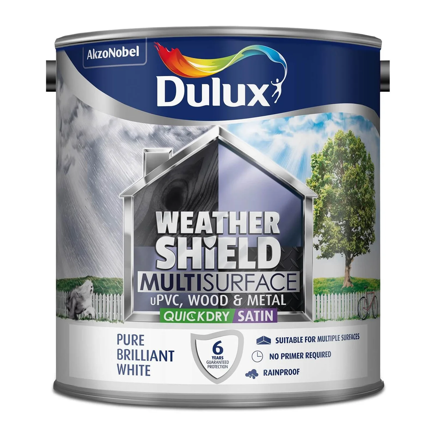 Dulux Weathershield Multi Surface Quick Dry Satin Paint White - 2.5L 6 Dulux Weathershield Multi Surface Quick Dry Satin Paint White - 2.5L - Image 4