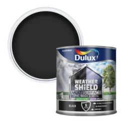 Dulux Weathershield Multi Surface Quick Dry Satin Paint Black - 2.5L