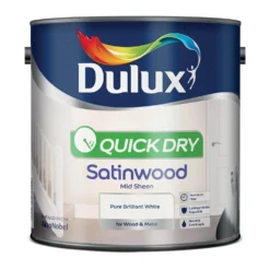 Dulux Quick Dry Satinwood Pure Brilliant White - 2.5L -Paint And Wallpaper Shop 12810581 1504833194699649