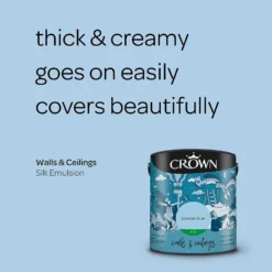 Crown Walls & Ceilings Silk Emulsion Paint Powder Blues - 2.5L 14 Crown Walls & Ceilings Silk Emulsion Paint Powder Blues - 2.5L -Paint And Wallpaper Shop 12811618 1144966162564461