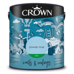 Crown Walls & Ceilings Silk Emulsion Paint Powder Blues - 2.5L 19 Crown Walls & Ceilings Silk Emulsion Paint Powder Blues - 2.5L -Paint And Wallpaper Shop 12811618 1214966162987359