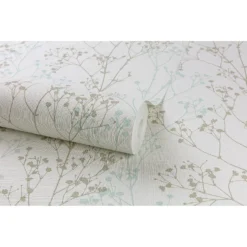 Grandeco Scandi Sprig Wallpaper - Grey & Teal -Paint And Wallpaper Shop 12812865 9504873387007034