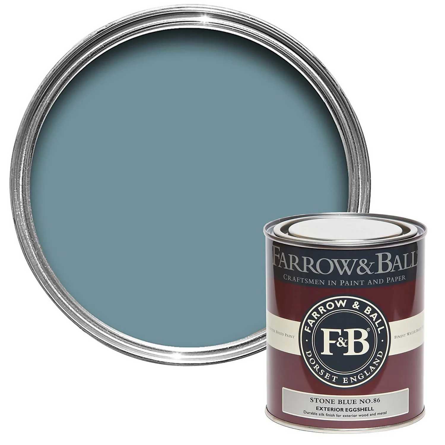 Farrow & Ball Exterior Eggshell Paint Stone Blue - 750ml 3 Farrow & Ball Exterior Eggshell Paint Stone Blue - 750ml