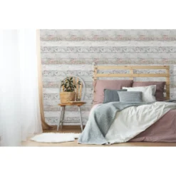 Fresco Distressed Wood Floral Wallpaper -Paint And Wallpaper Shop 12814814 2064833191846538