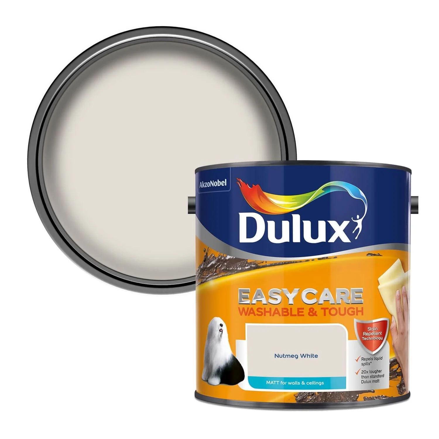 Dulux Easycare Washable & Tough Matt Paint Nutmeg White - 2.5L 3 Dulux Easycare Washable & Tough Matt Paint Nutmeg White - 2.5L