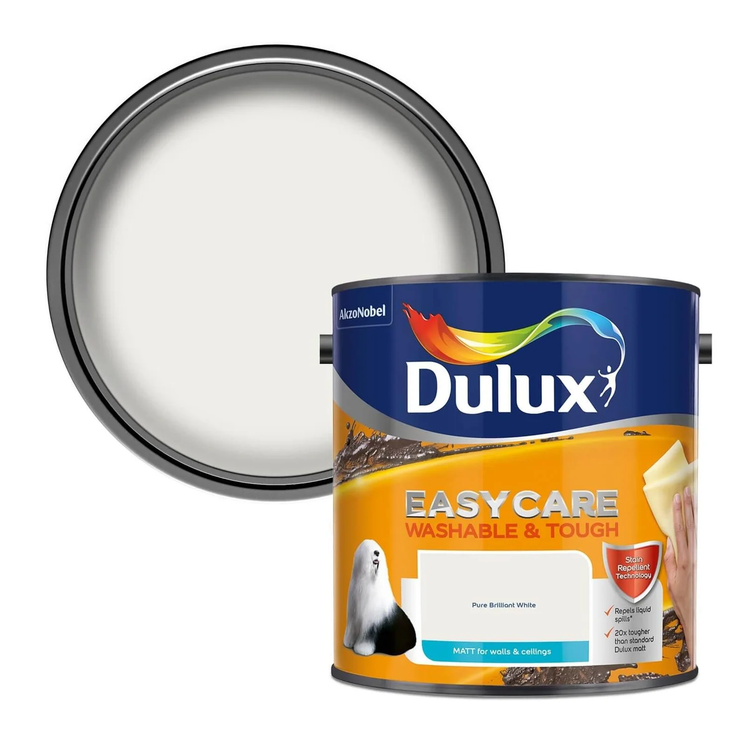 Dulux Easycare Washable & Tough Matt Paint Pure Brilliant White - 2.5L 3 Dulux Easycare Washable & Tough Matt Paint Pure Brilliant White - 2.5L