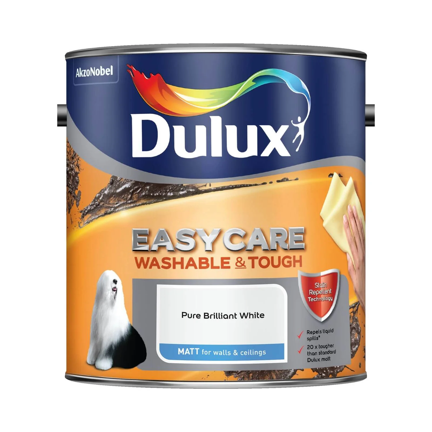 Dulux Easycare Washable & Tough Matt Paint Pure Brilliant White - 2.5L 4 Dulux Easycare Washable & Tough Matt Paint Pure Brilliant White - 2.5L - Image 2