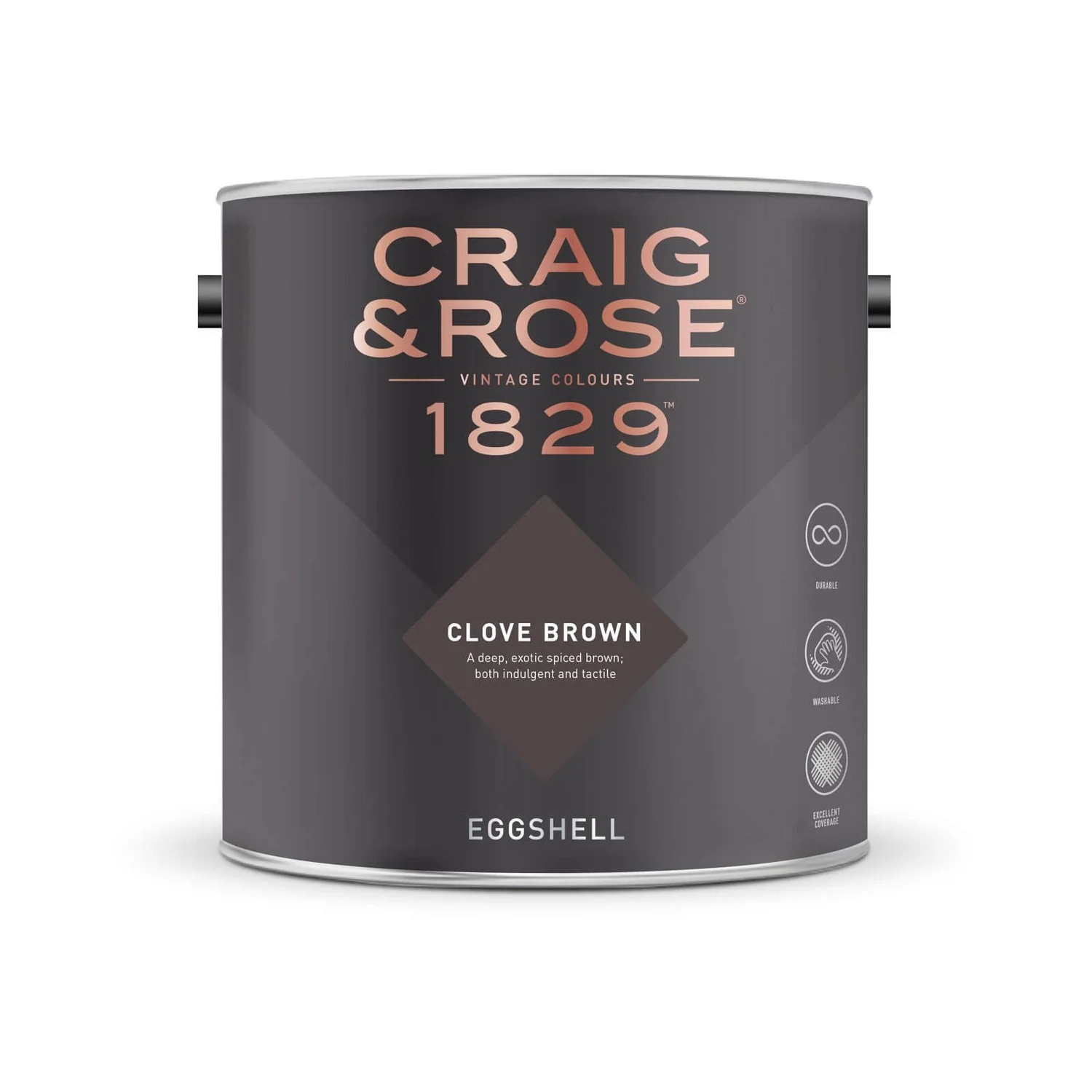 Craig & Rose 1829 Eggshell Paint Clove Brown - 2.5L 4 Craig & Rose 1829 Eggshell Paint Clove Brown - 2.5L - Image 2
