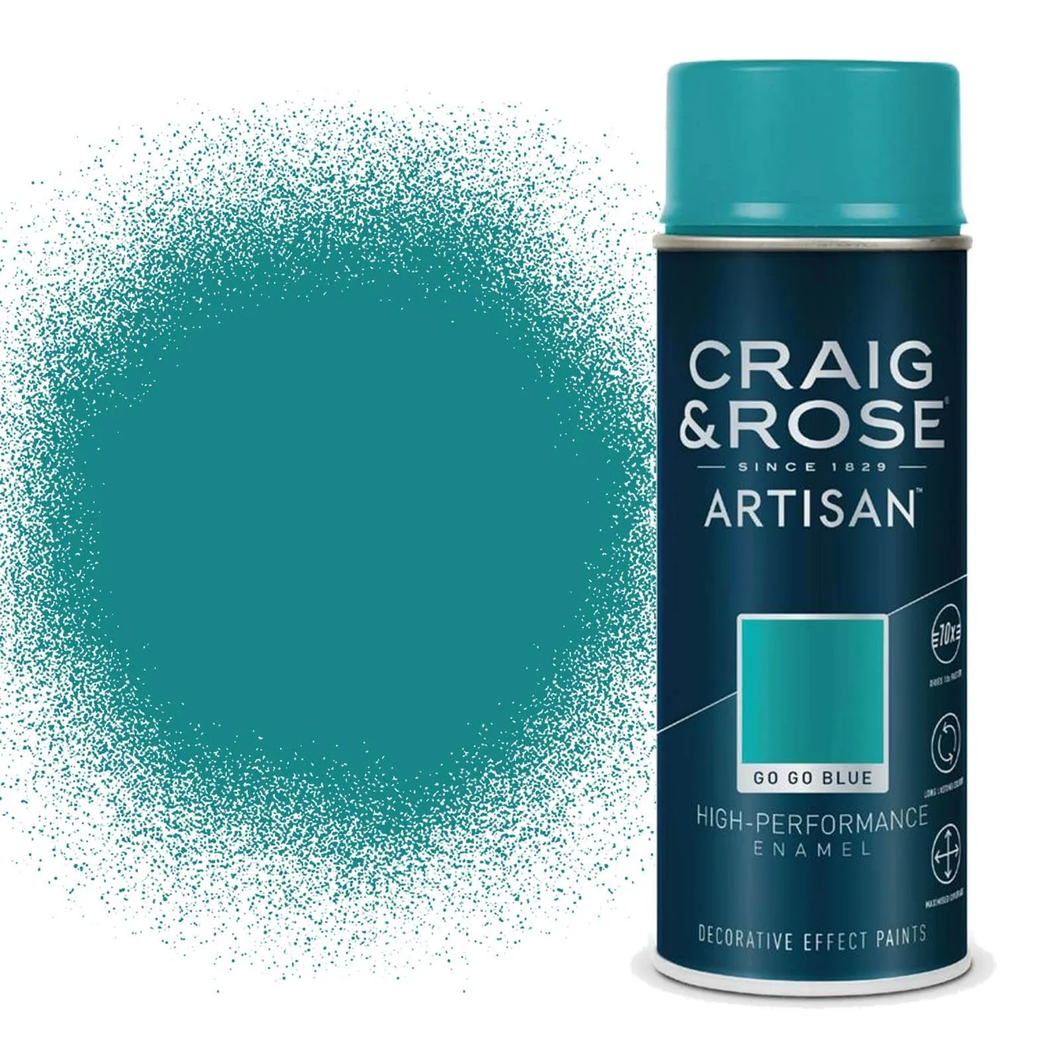 Craig & Rose Artisan Enamel Gloss Spray Paint - Gogo Blue - 400ml 3 Craig & Rose Artisan Enamel Gloss Spray Paint - Gogo Blue - 400ml