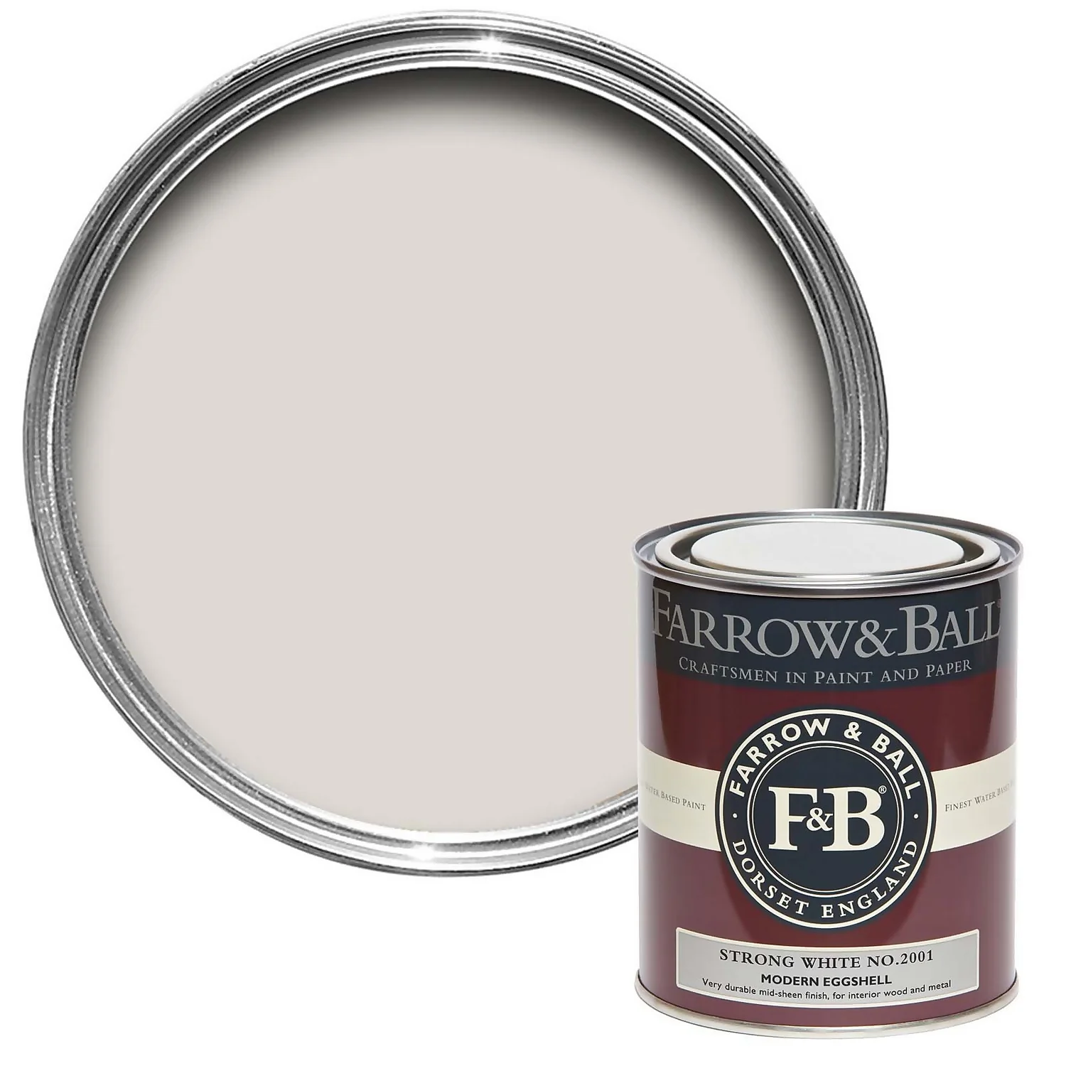 Farrow & Ball Modern Eggshell Paint Strong White - 750ml 3 Farrow & Ball Modern Eggshell Paint Strong White - 750ml