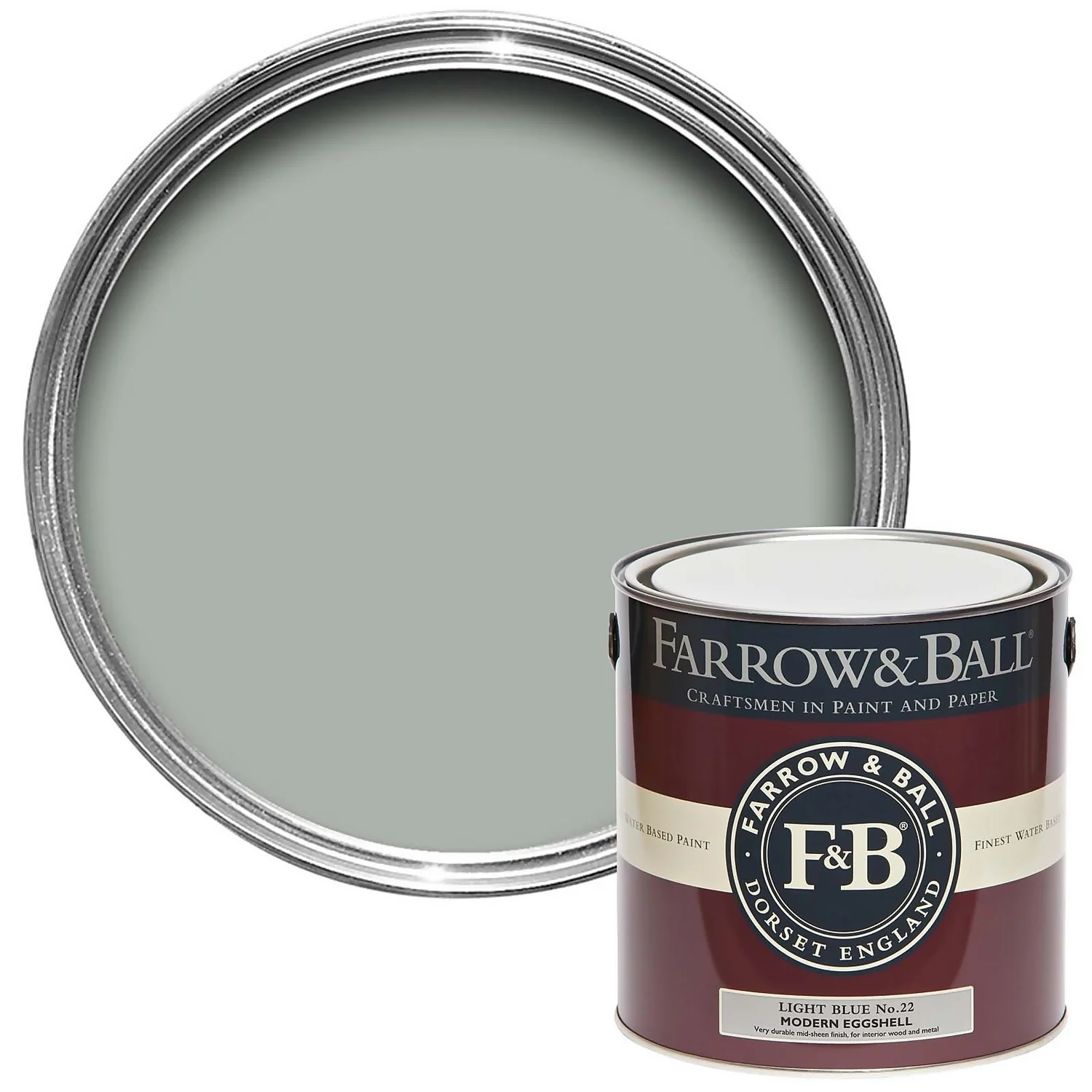 Farrow & Ball Modern Eggshell Paint Light Blue - 2.5L 3 Farrow & Ball Modern Eggshell Paint Light Blue - 2.5L