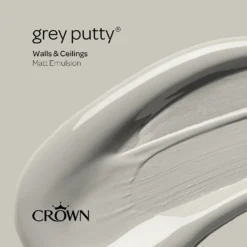 Crown Walls & Ceilings Matt Emulsion Paint Grey Putty - Tester 40ml -Paint And Wallpaper Shop 12819236 1974977313395186