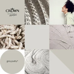 Crown Walls & Ceilings Matt Emulsion Paint Grey Putty - Tester 40ml -Paint And Wallpaper Shop 12819236 4084977313342050