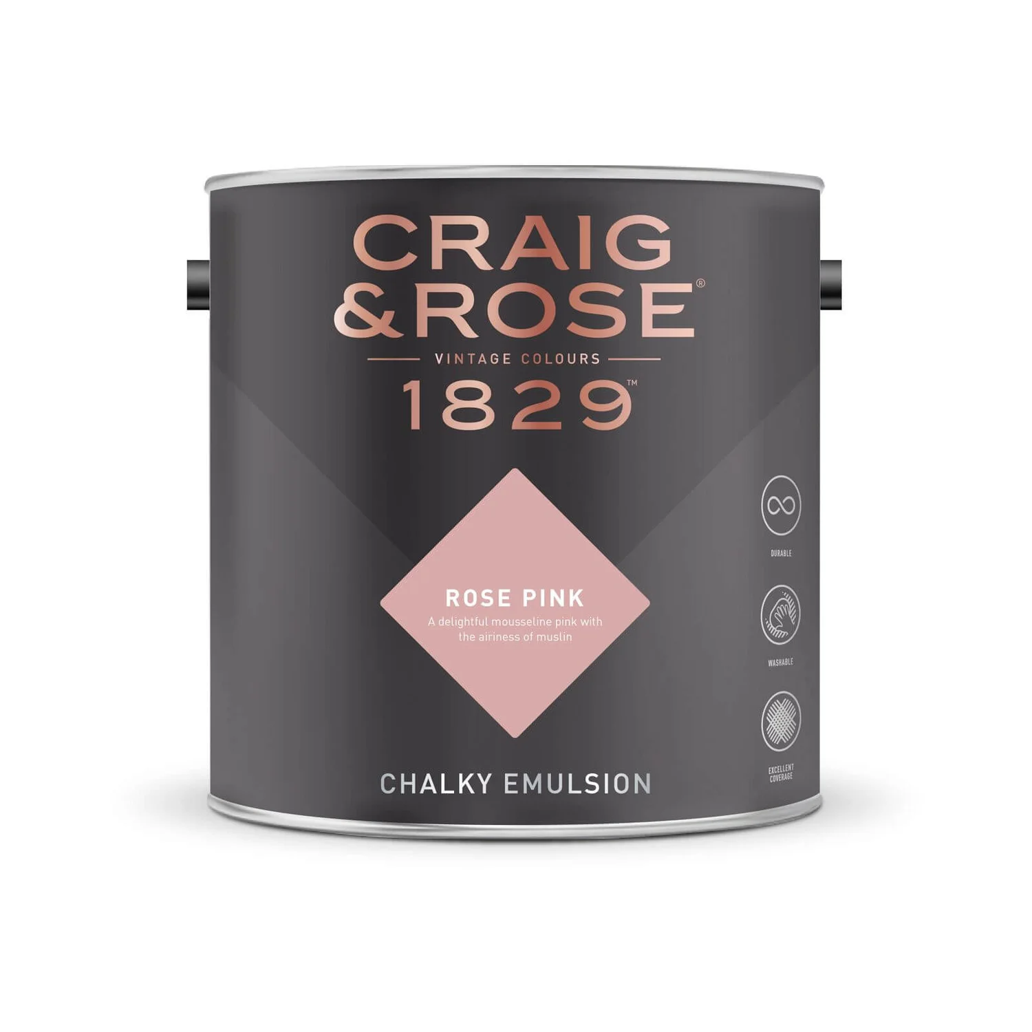 Craig & Rose 1829 Chalky Matt Emulsion Paint Rose Pink - 2.5L 4 Craig & Rose 1829 Chalky Matt Emulsion Paint Rose Pink - 2.5L - Image 2