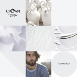 Crown Walls & Ceilings Silk Emulsion Paint Clay White - 2.5L -Paint And Wallpaper Shop 12819350 1204966163565477