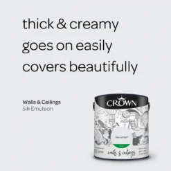 Crown Walls & Ceilings Silk Emulsion Paint Clay White - 2.5L -Paint And Wallpaper Shop 12819350 1694966163434032