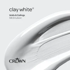 Crown Walls & Ceilings Silk Emulsion Paint Clay White - 2.5L -Paint And Wallpaper Shop 12819350 2124966163629701