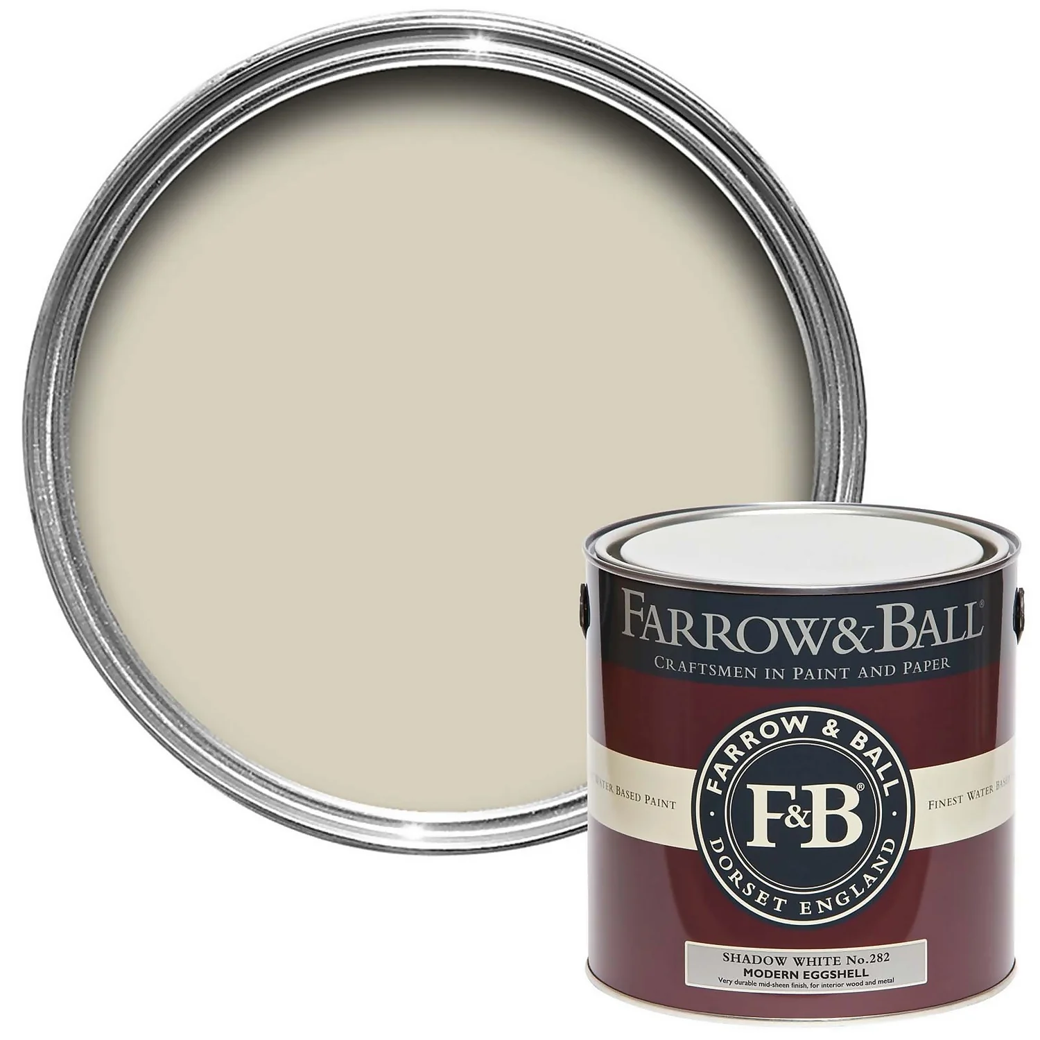 Farrow & Ball Modern Eggshell Paint Shadow White - 2.5L 3 Farrow & Ball Modern Eggshell Paint Shadow White - 2.5L