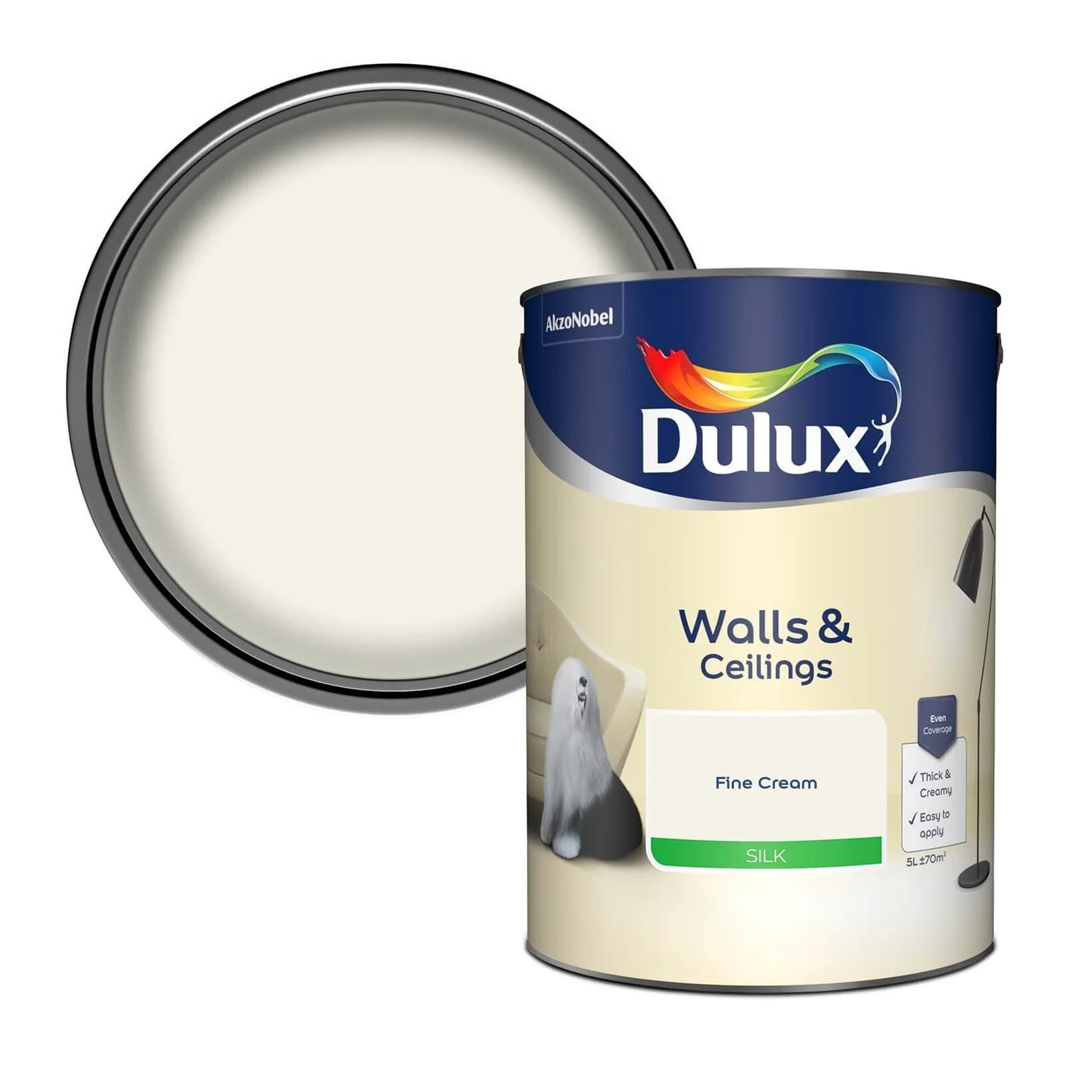 Dulux Silk Emulsion Paint Fine Cream - 5L 3 Dulux Silk Emulsion Paint Fine Cream - 5L