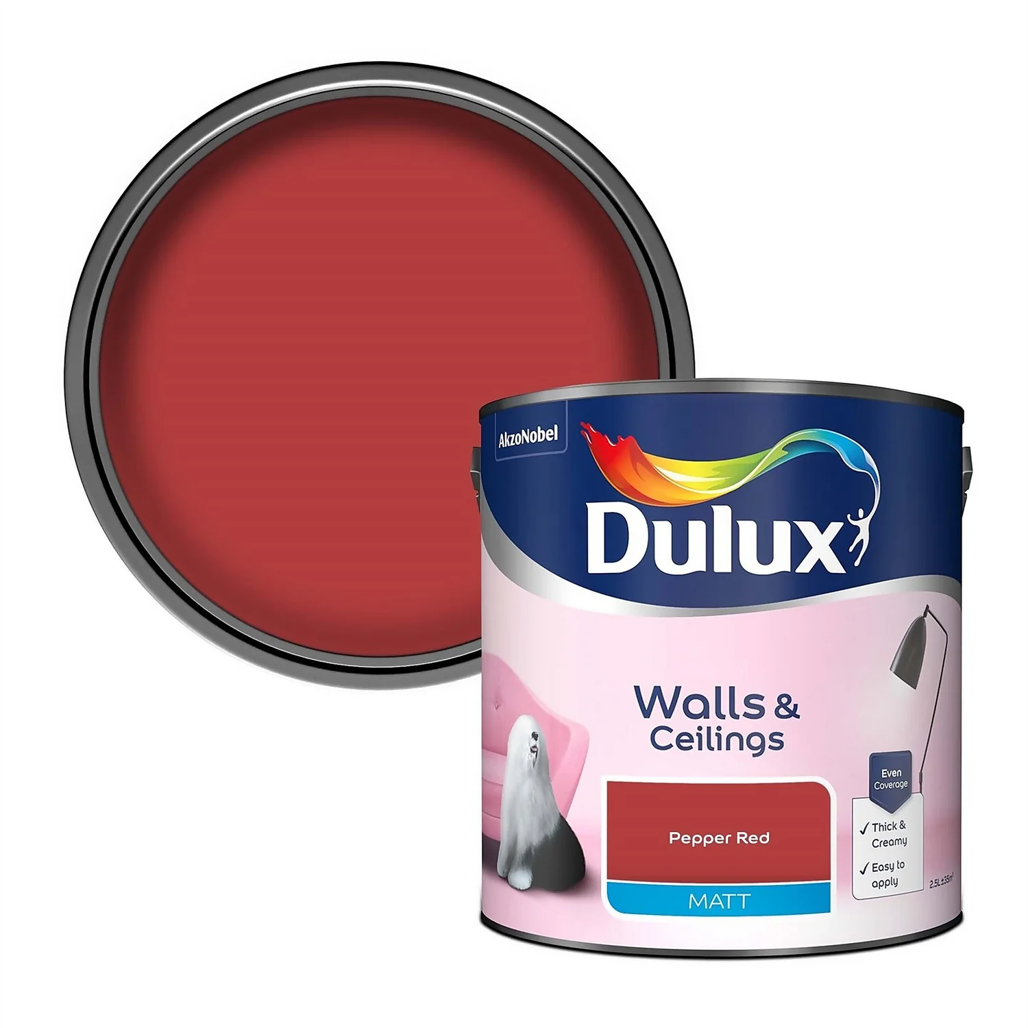 Dulux Matt Emulsion Paint Pepper Red - 2.5L 3 Dulux Matt Emulsion Paint Pepper Red - 2.5L