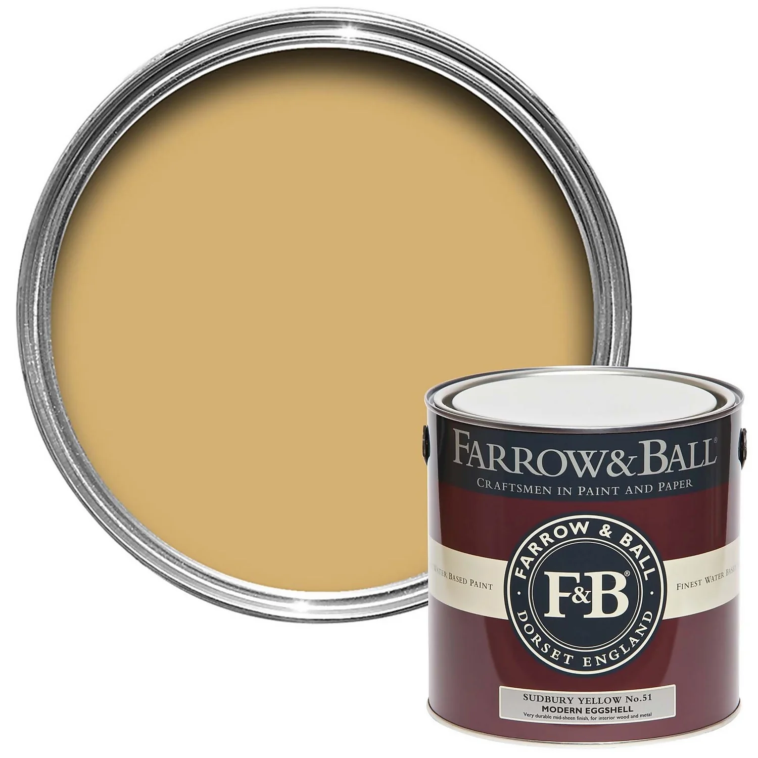 Farrow & Ball Modern Eggshell Sudbury Yellow - 2.5L 3 Farrow & Ball Modern Eggshell Sudbury Yellow - 2.5L